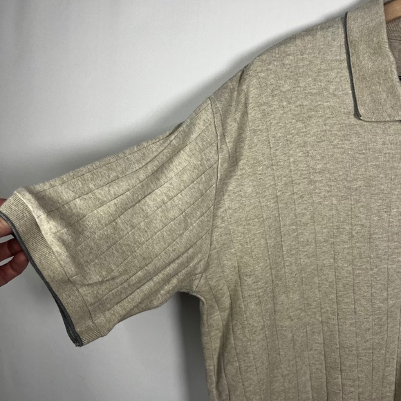Vintage 90s Slates by Levi's‎ Knit Polo Shirt Men Large Beige Textured Gorpcore - Picture 3 of 6